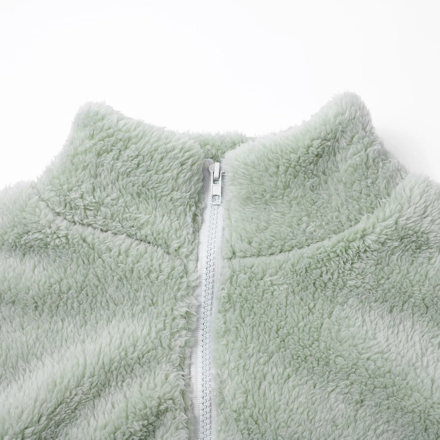 2024 Fashion Fuzzy Fleece Coat for Women Winter Warm Long Sleeve Oversized Jacket Zip Teddy Outwear with Pocket
