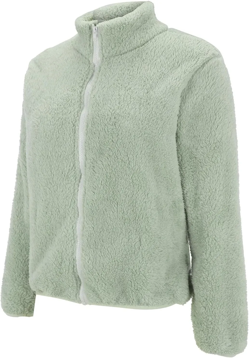 2024 Fashion Fuzzy Fleece Coat for Women Winter Warm Long Sleeve Oversized Jacket Zip Teddy Outwear with Pocket