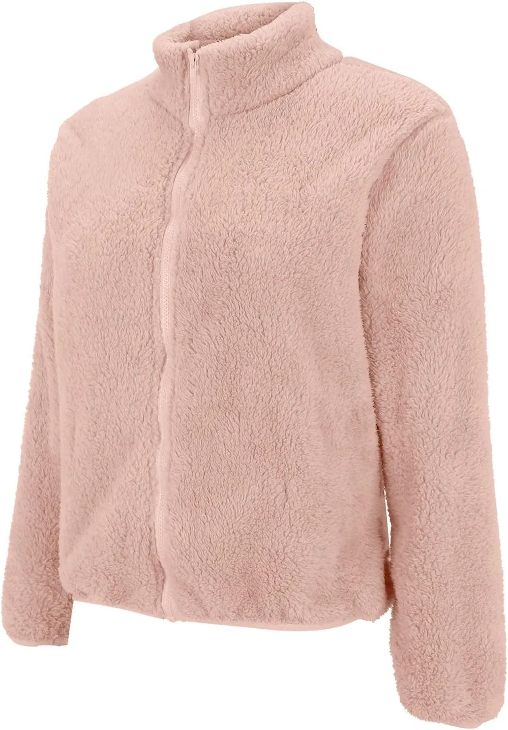 2024 Fashion Fuzzy Fleece Coat for Women Winter Warm Long Sleeve Oversized Jacket Zip Teddy Outwear with Pocket