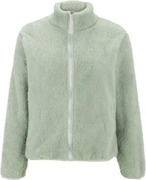 2024 Fashion Fuzzy Fleece Coat for Women Winter Warm Long Sleeve Oversized Jacket Zip Teddy Outwear with Pocket