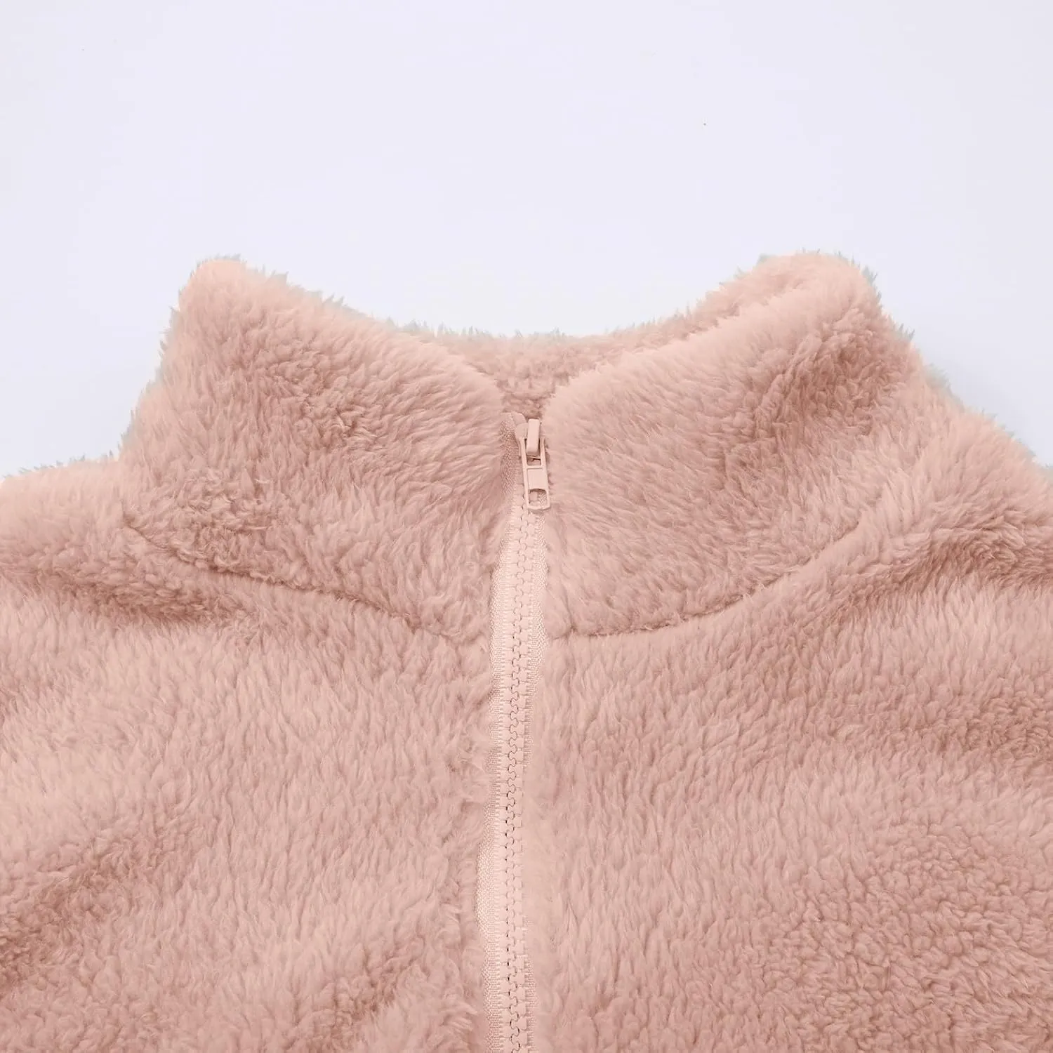 2024 Fashion Fuzzy Fleece Coat for Women Winter Warm Long Sleeve Oversized Jacket Zip Teddy Outwear with Pocket