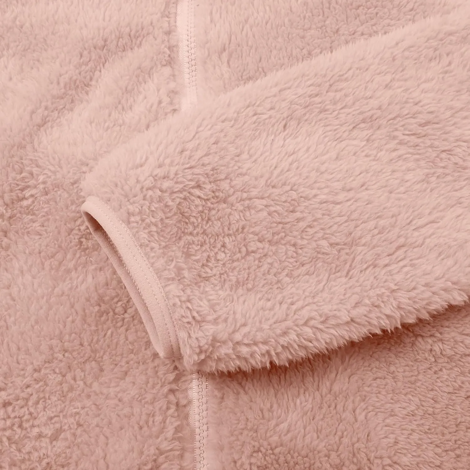 2024 Fashion Fuzzy Fleece Coat for Women Winter Warm Long Sleeve Oversized Jacket Zip Teddy Outwear with Pocket