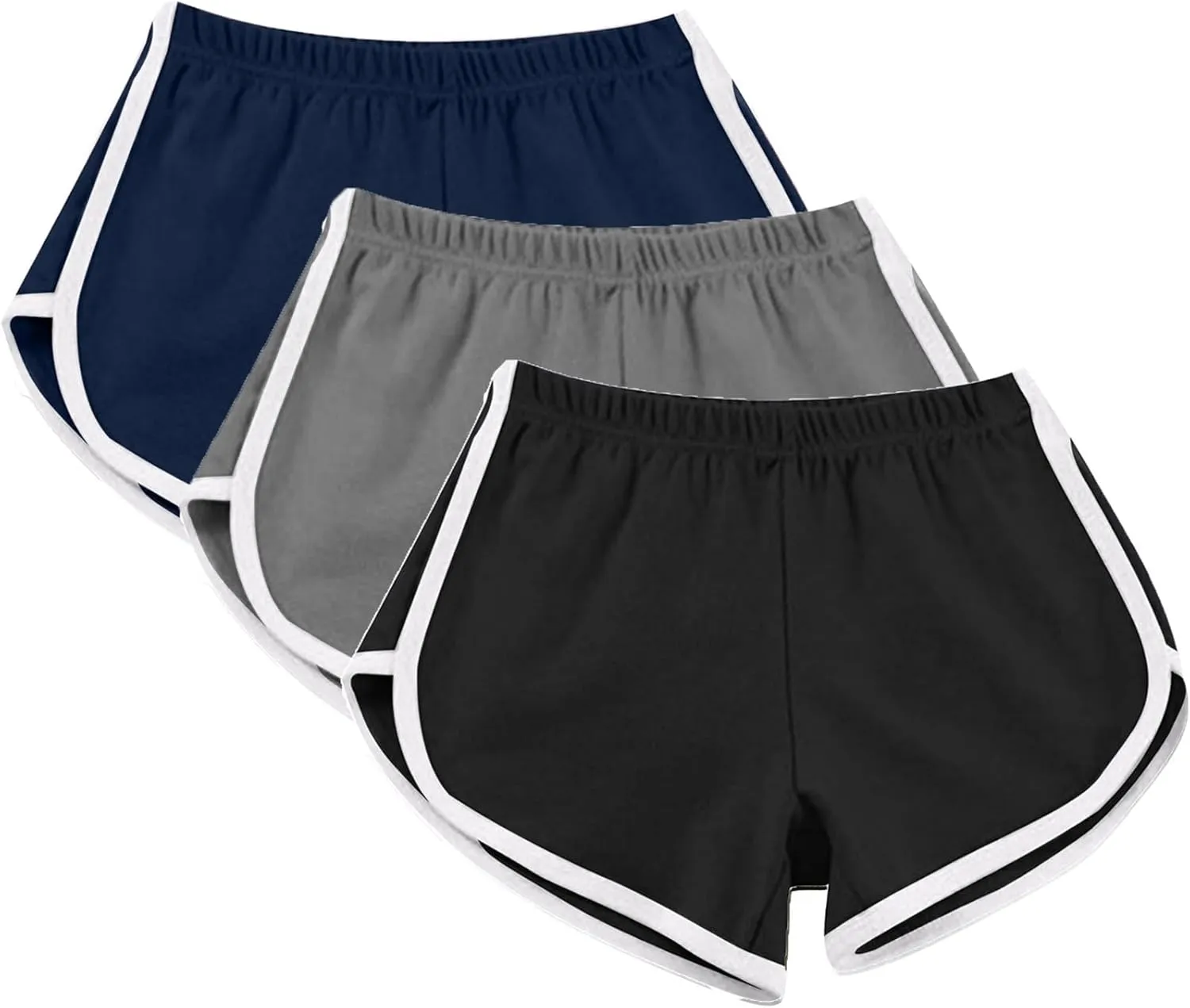 3 Pack Women's Shorts Quick Dry Active Workout Running Shorts Comfy Casual Elastic Waist Lounge Shorts Sweat Short