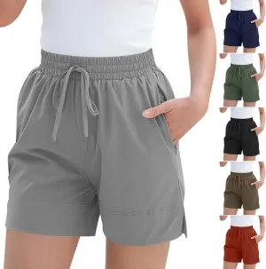 Athletic Shorts for Women Gym Workout Running Shorts Quick Dry with Zipper Pockets Stretchy High Waisted Fitness