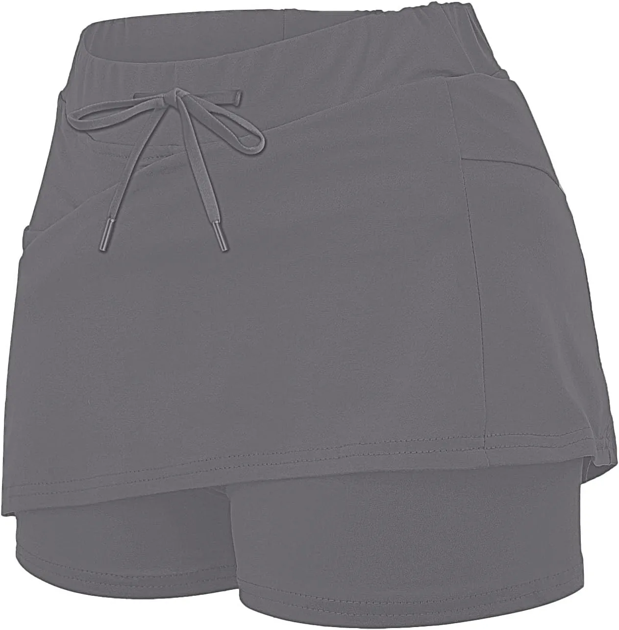 Athletic Skirts for Women Summer Loose Trendy Drawstring Solid Sports Tennis Skirts Built-in Shorts Plus Size, S-5XL