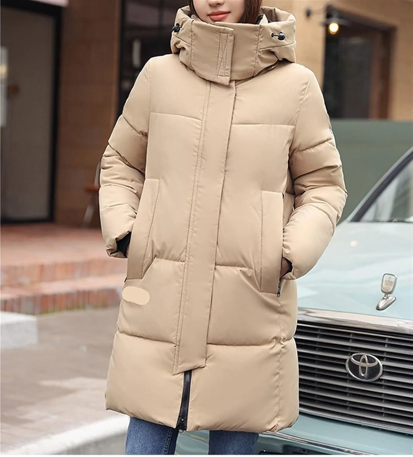 AYGJKIE Warm Jacket for Women, Plain Colors, Down Jacket, Winter Jacket with Hood, Women Long Puffer Jacket, Women Down Coat