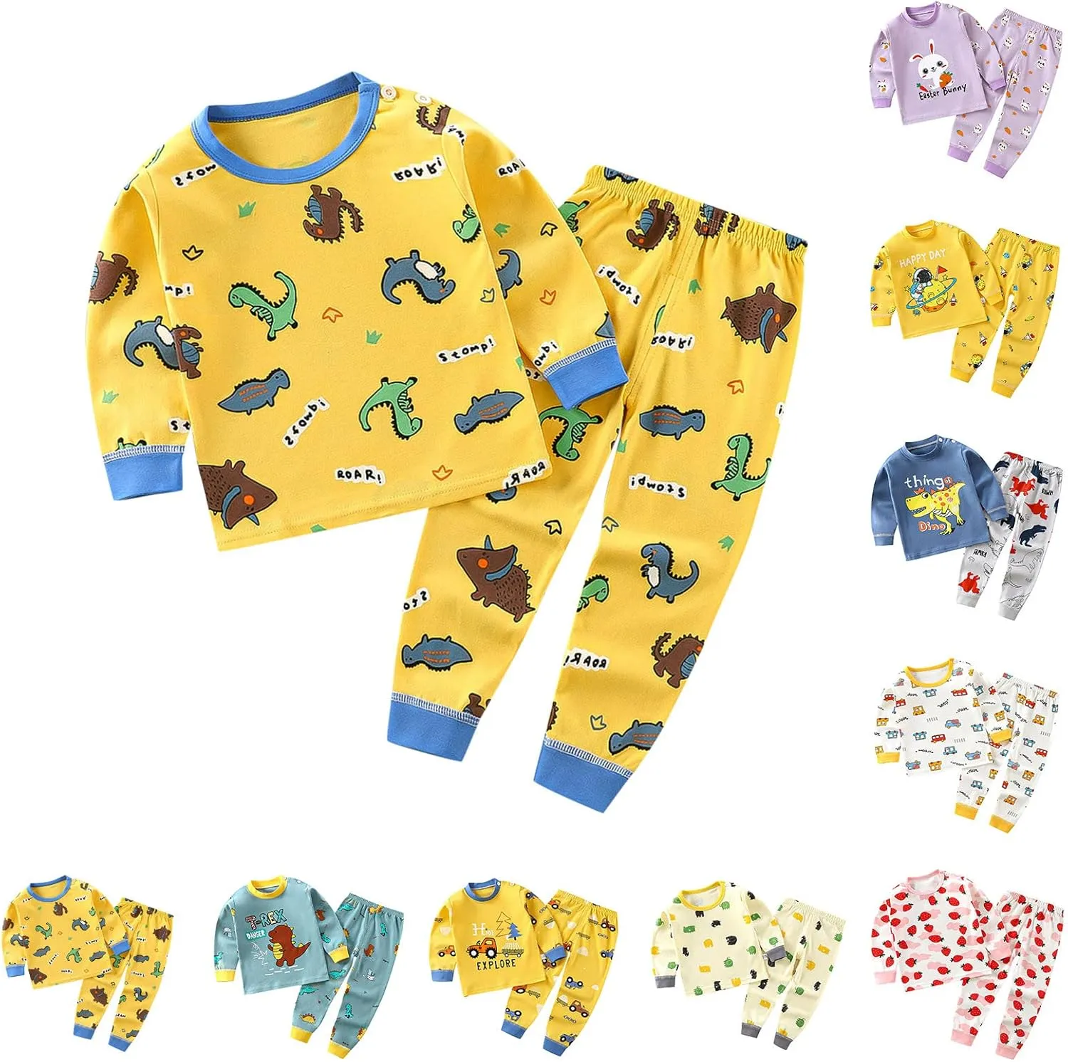 Baby Boys Girls 𝐏a𝐣ama Sets Long Sleeve Snu𝐠 Fit Cotton 𝐏ajamas for Toddler Sl𝐞epwear Cute 𝐏js Cartoon Loung𝐞wear