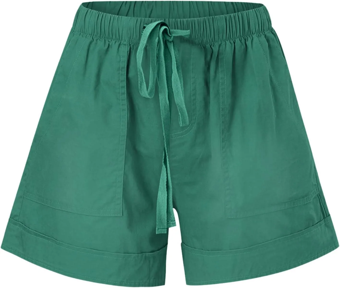 Binmer 2024 Womens Summer Shorts Plus Size Casual Comfy Drawstring Elastic Waist Shorts Pant with Pockets Lightweight S-5XL