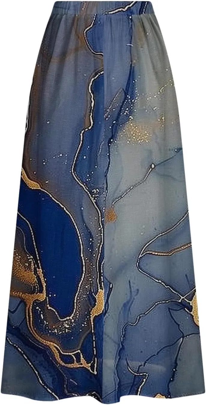 Boho Skirt for Women Floral Butterfly Graphic Skirts High Waisted Plus Size Baggy Skirts Pleated Skirt Outfits