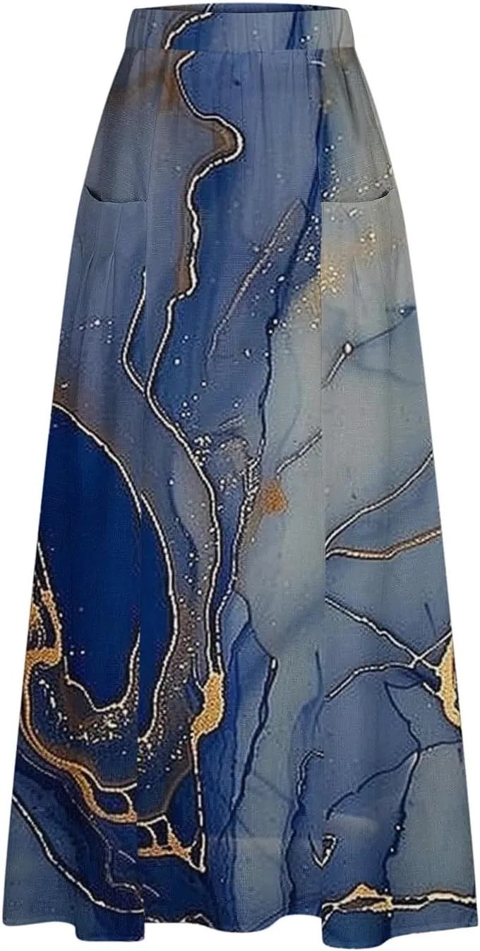 Boho Skirt for Women Floral Butterfly Graphic Skirts High Waisted Plus Size Baggy Skirts Pleated Skirt Outfits