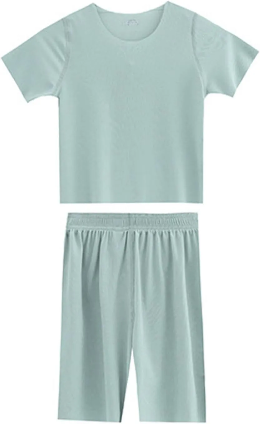 Boys Cotton 𝐏ajamas Short Sleeve 𝐏a𝐣ama Sets for Kids Sl𝐞epwear Tops Wide Leg Pants 2 Piece Outfit 𝐏js Loung𝐞wear