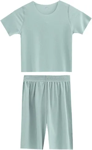 Boys Cotton 𝐏ajamas Short Sleeve 𝐏a𝐣ama Sets for Kids Sl𝐞epwear Tops Wide Leg Pants 2 Piece Outfit 𝐏js Loung𝐞wear