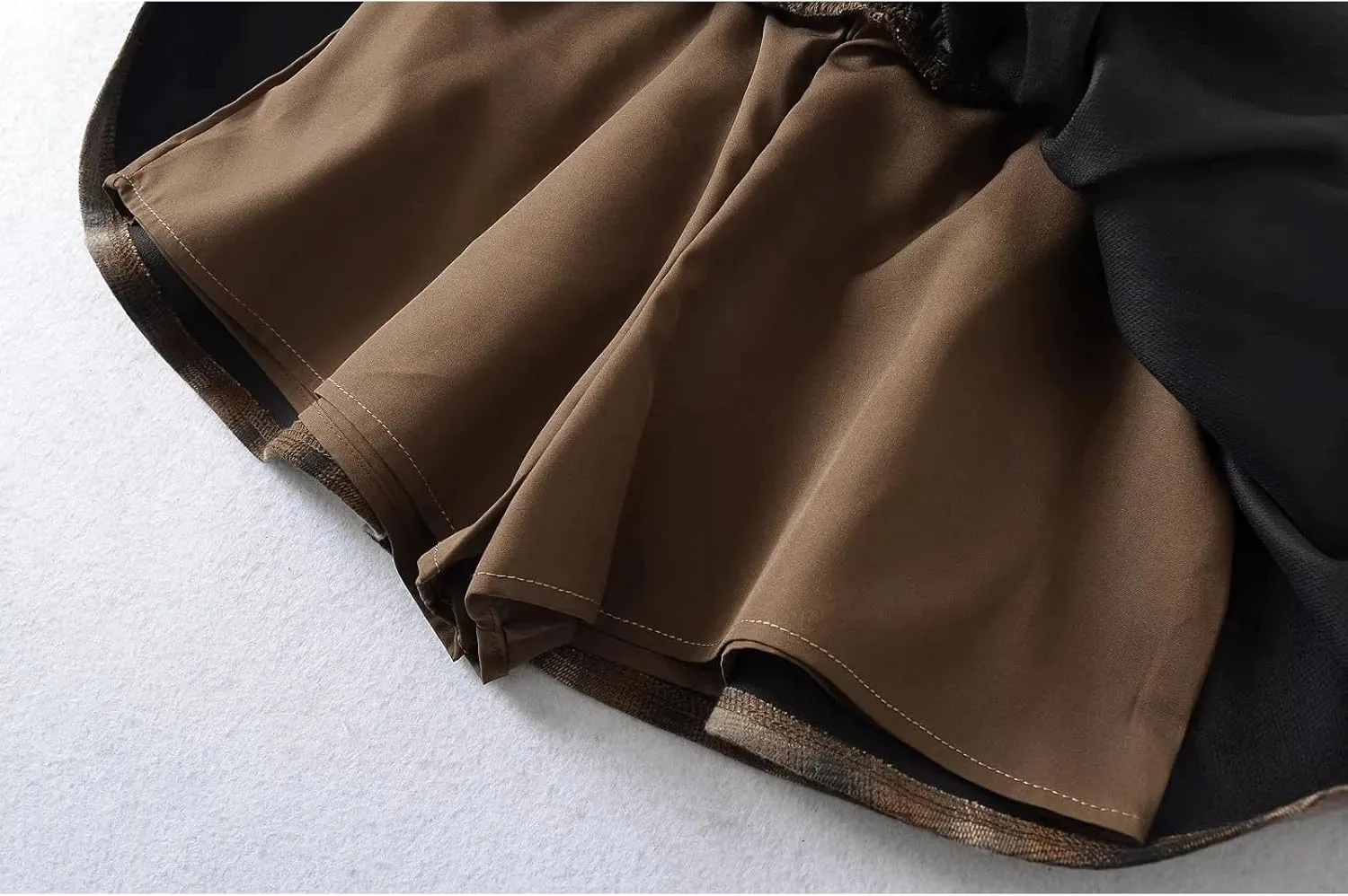 Bubble Skirt Plaid Pleated Tiered Ruffle Skirt for WomenFlowy Going Out Mini Balloon Skorts with Drawstring Elastic Waist