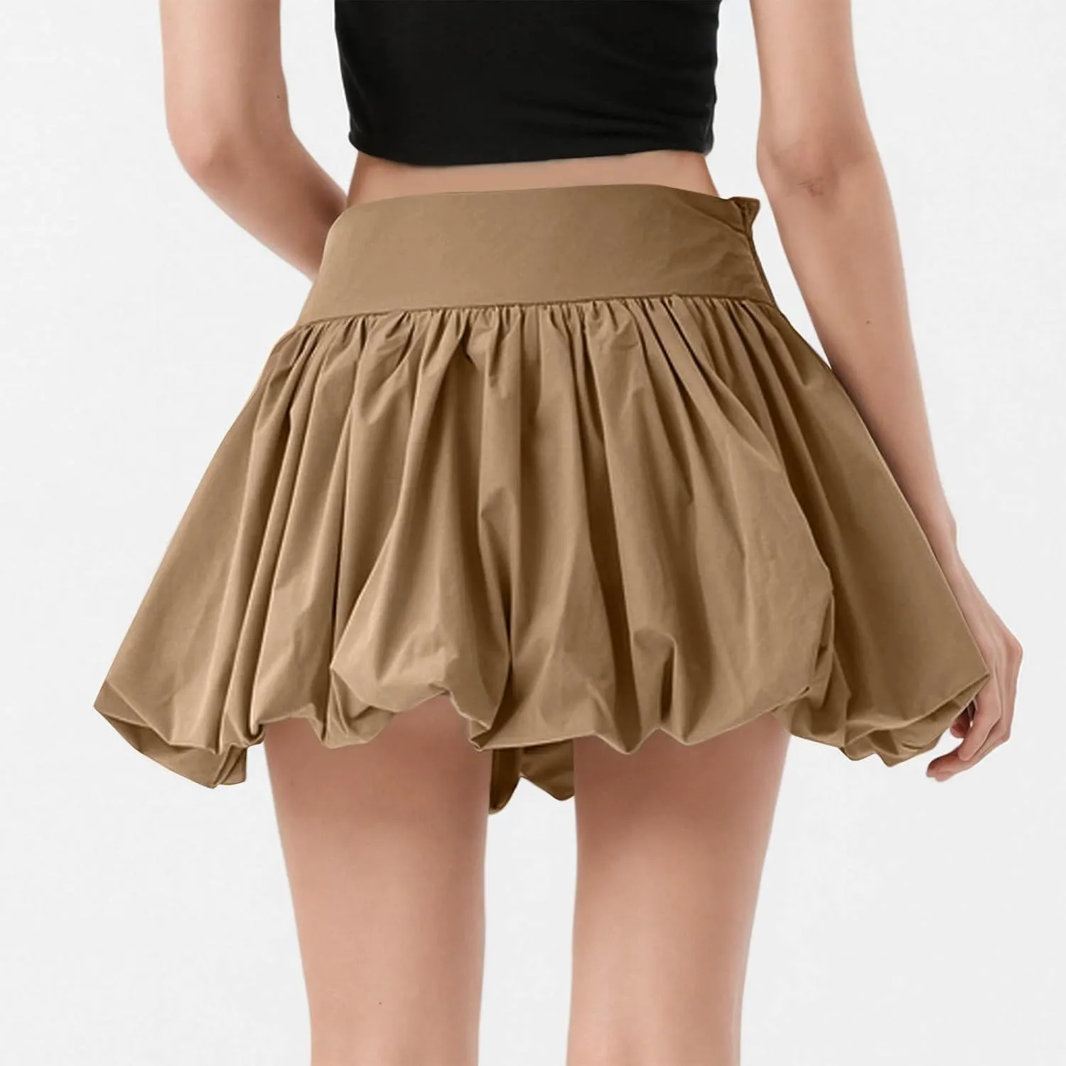 Bubble Skirts for Women A Line Mini Skirt Puffy Flared Skirts High Waisted Summer Skirt Casual Short Skirt Streetwear