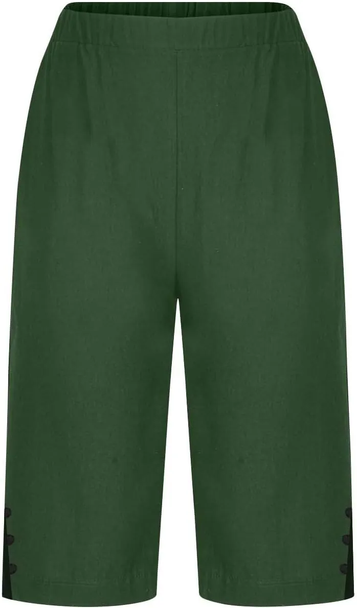 Capri Pants for Women Wide Leg Knee Length Shorts Lightweight Straight Leg Pants Beach Bermuda Shorts with Pockets