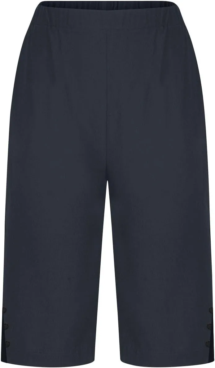 Capri Pants for Women Wide Leg Knee Length Shorts Lightweight Straight Leg Pants Beach Bermuda Shorts with Pockets