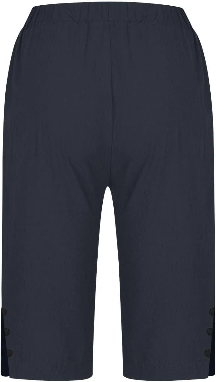 Capri Pants for Women Wide Leg Knee Length Shorts Lightweight Straight Leg Pants Beach Bermuda Shorts with Pockets