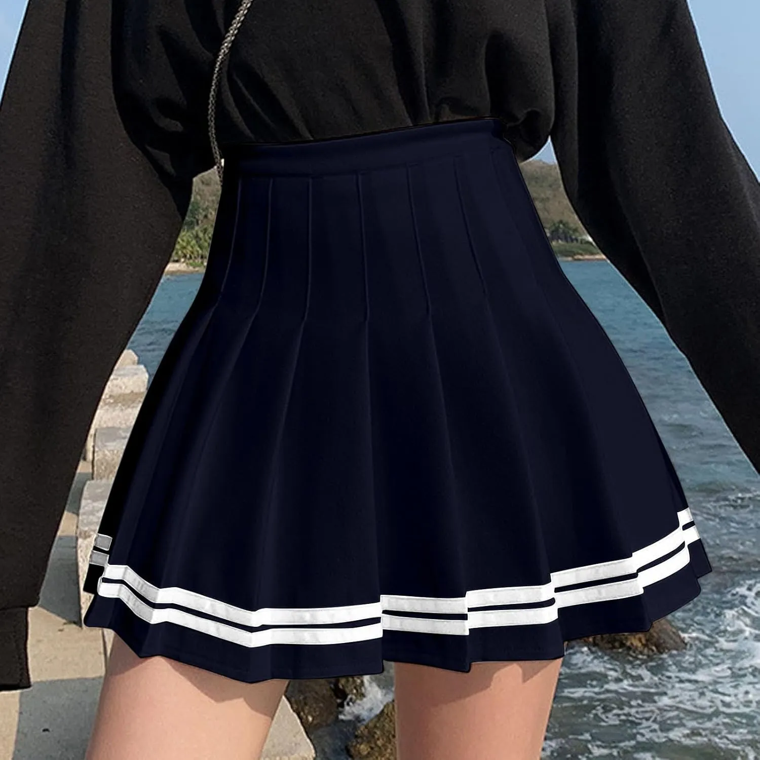 Casual Skirts for Women High Waist Trendy Pleated Y2K A-Line Uniform Cheer Mini Skirts for Girls Summer Streetwear