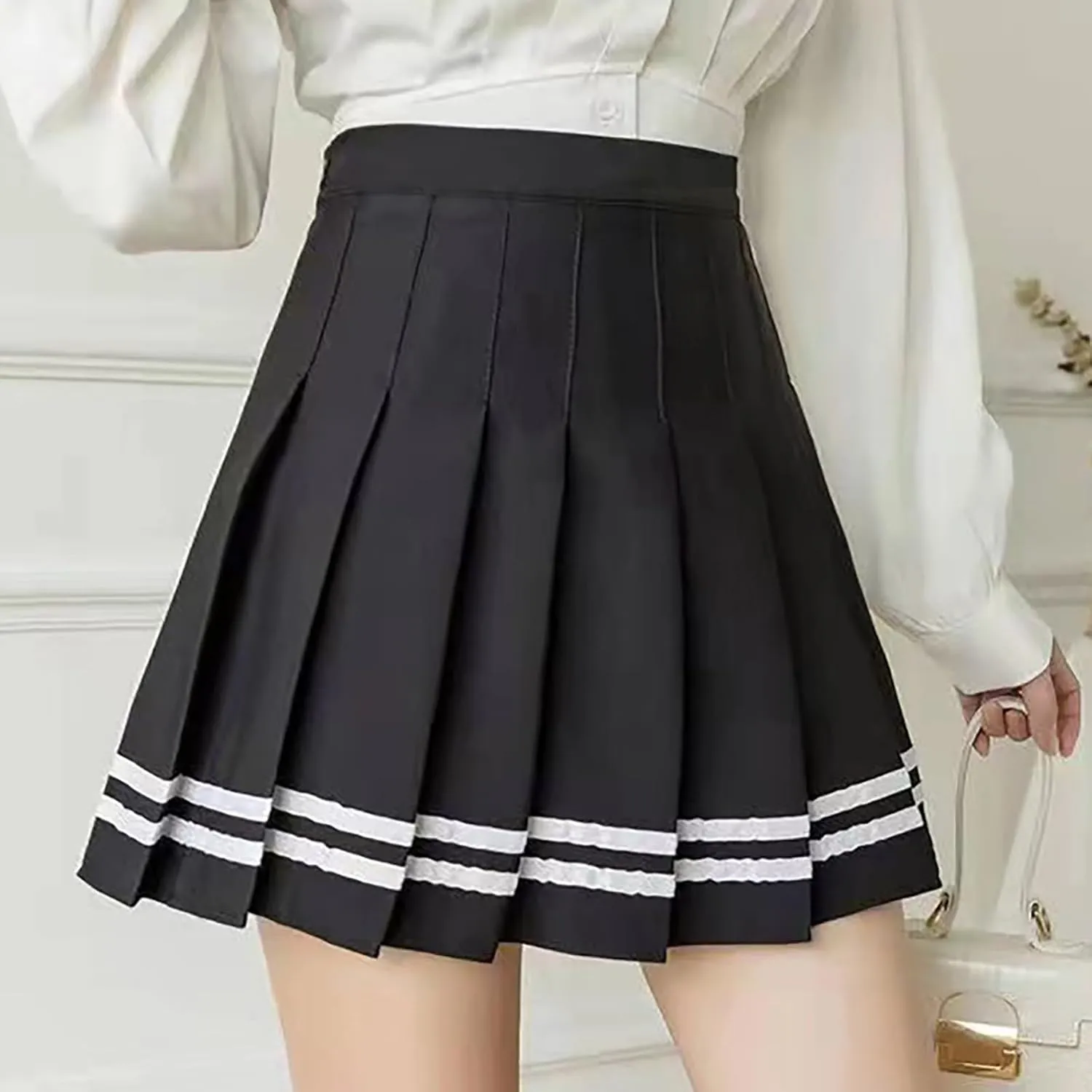 Casual Skirts for Women High Waist Trendy Pleated Y2K A-Line Uniform Cheer Mini Skirts for Girls Summer Streetwear