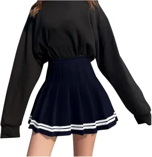 Casual Skirts for Women High Waist Trendy Pleated Y2K A-Line Uniform Cheer Mini Skirts for Girls Summer Streetwear