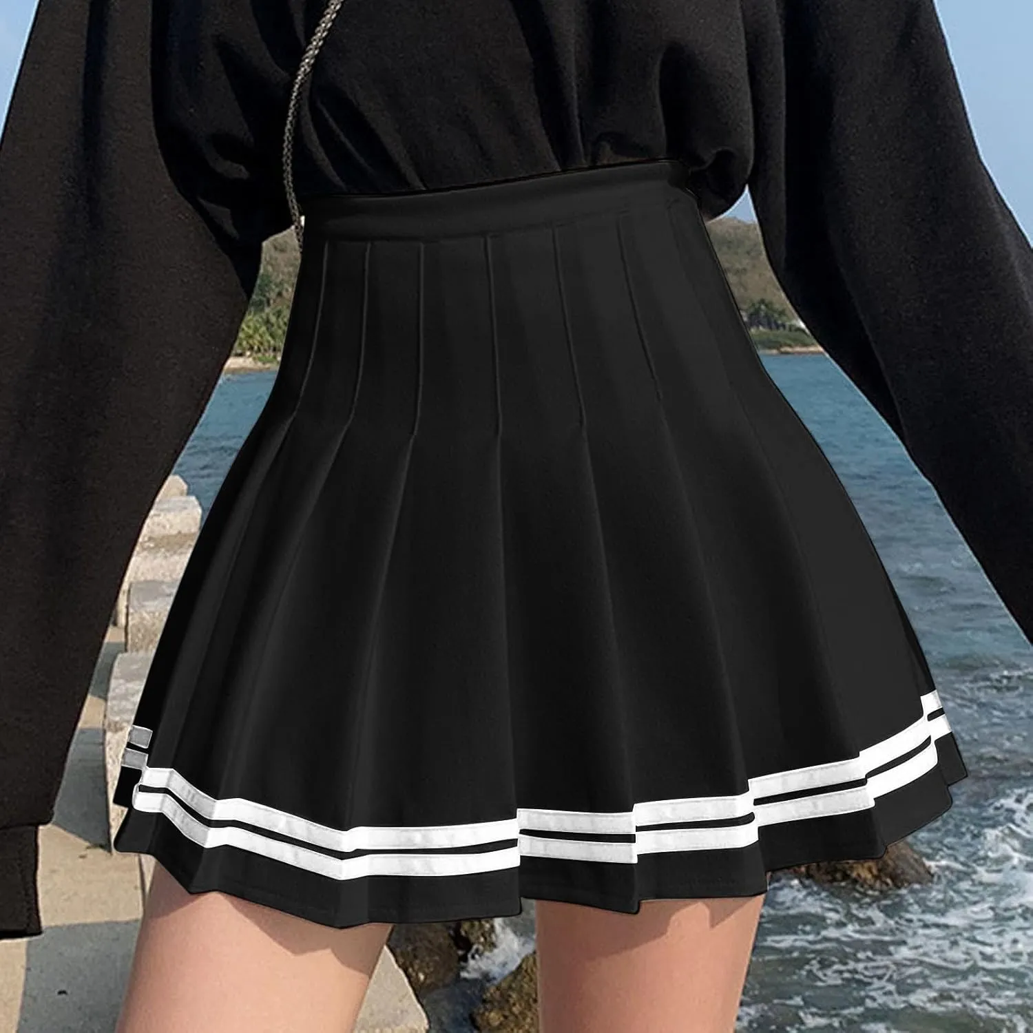 Casual Skirts for Women High Waist Trendy Pleated Y2K A-Line Uniform Cheer Mini Skirts for Girls Summer Streetwear