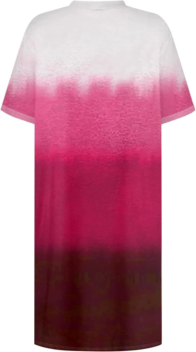 DPKLAD Womens Casual Summer T Shirt Dress Loose Short Sleeve Tunic Dress with Pocket for Women