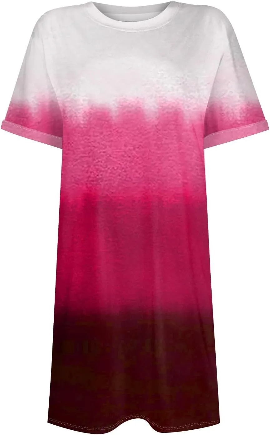DPKLAD Womens Casual Summer T Shirt Dress Loose Short Sleeve Tunic Dress with Pocket for Women