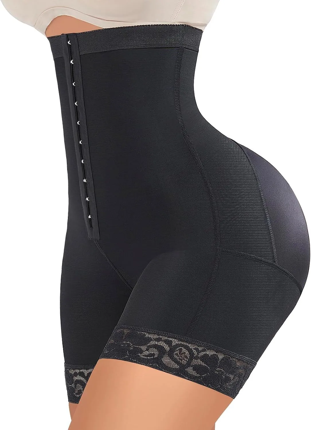FeelinGirl Butt Lifter Shapewear Tummy Control Shorts Body Shaper for Women with Lace Trim