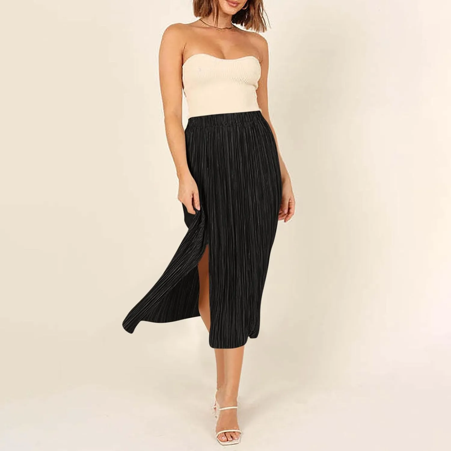 for Women Maxi Long Midi Knee Length Loose Fit High Cut Slit Basic Skorts Women 2025 Trendy