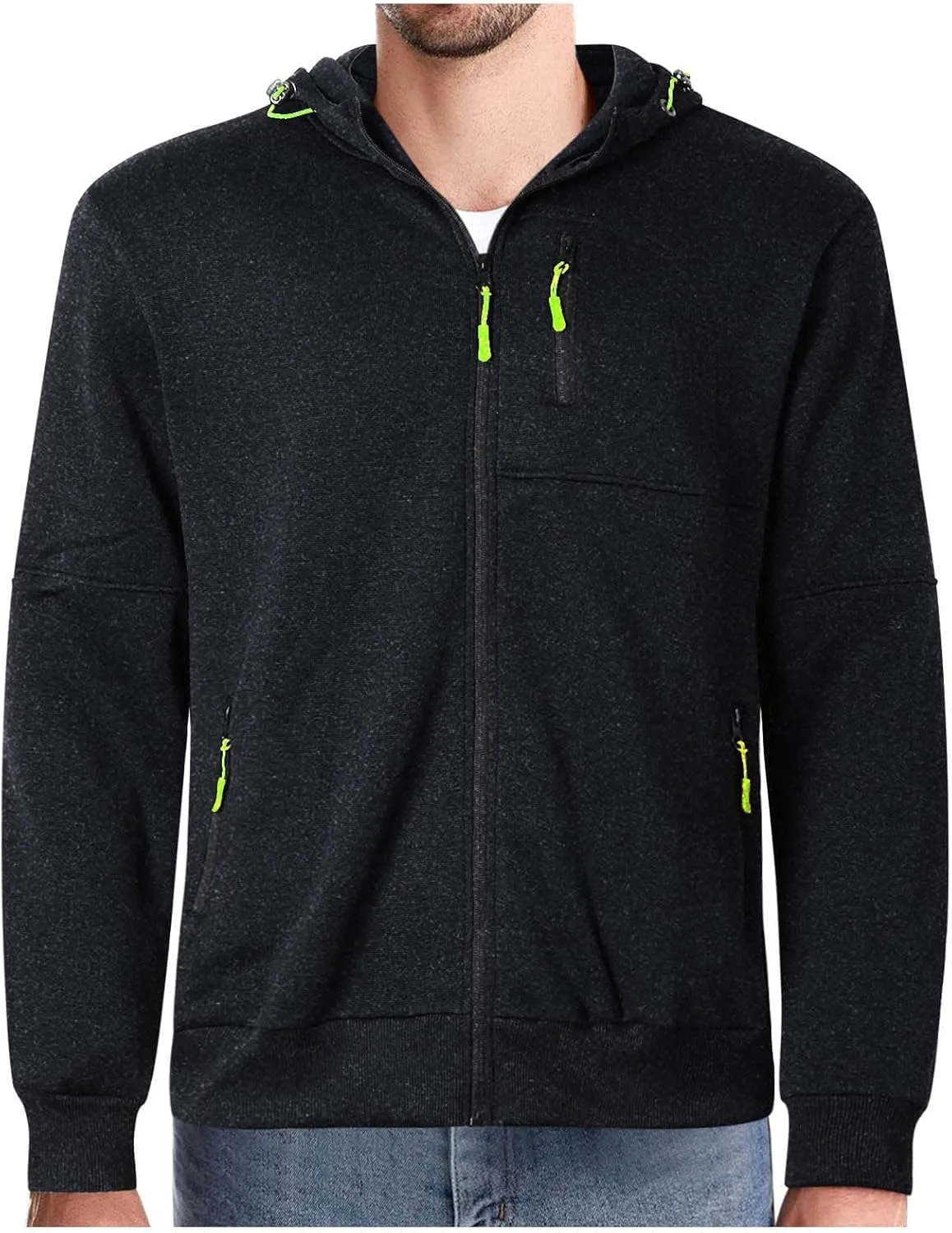 Fxbar Men Hoodies Casual Coat for Men with Zip Pockets Full Zip Long Sleeve Sweatshirt Sports Hooded Jacket with Pockets