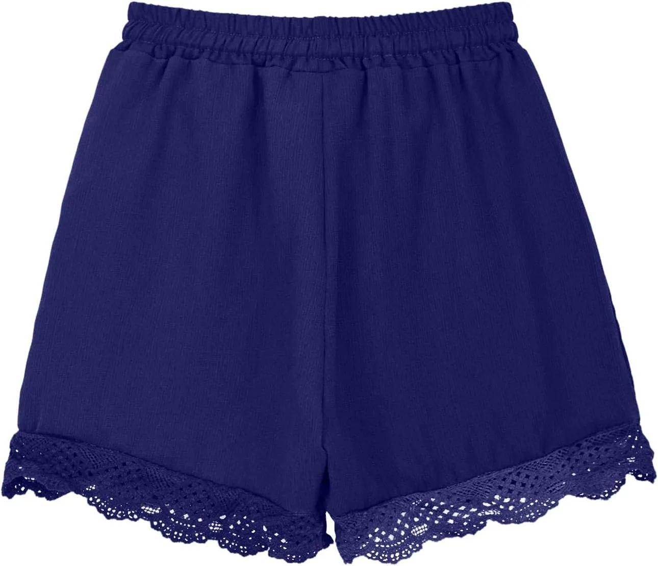 Girls Cotton Linen Shorts Cute Lace Trim Comfy Summer Elastic High Waist Yoga Dance Shorts for Kids 4-14 Years