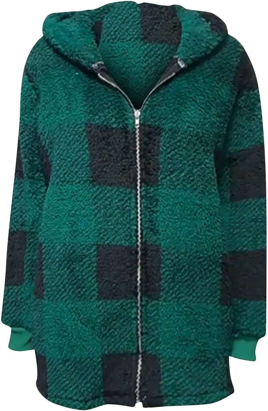 GOFULY Womens Winter Jackets Casual Plush Zip Up Hoodie Sherpa Cardigans Plaid 2024 Fall Coatigan With Pockets Clothes Baggy