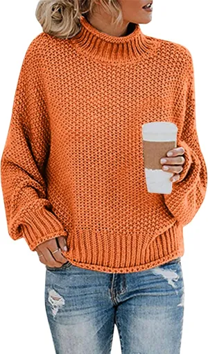 GOKKILRW Womens Oversized Turtleneck Sweater Casual Long Sleeve Cable Knit Oversized Soft Slouchy Loose Pullover Jumper Tops