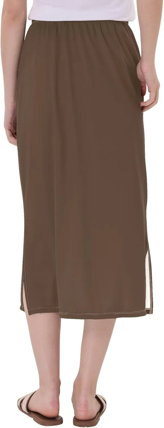 Grey Gradient Midi Skirts with Slit Womens Cute Pencil Skirt High Waist Stretch Summer Skirt S