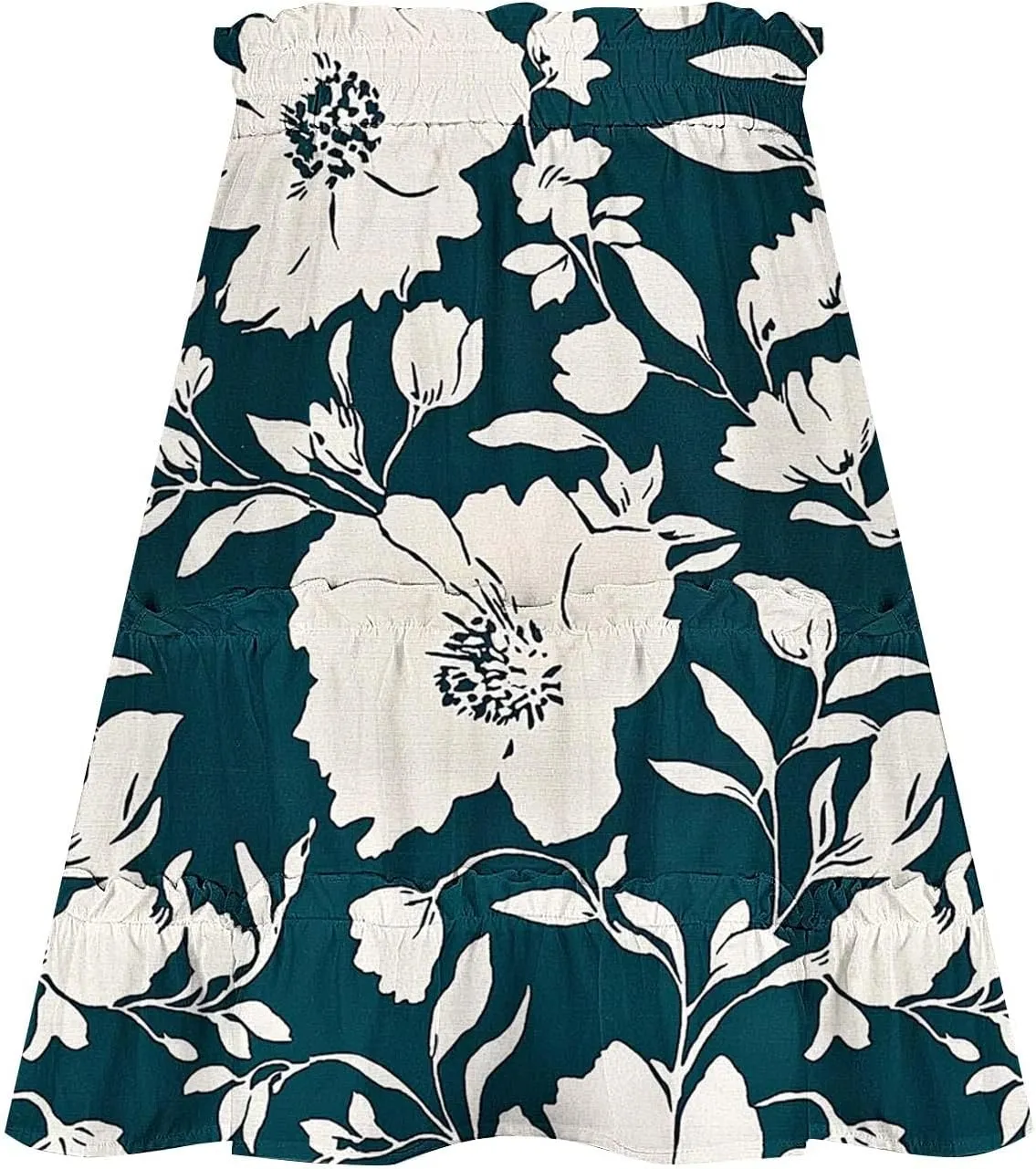 High Waist Floral Mini Skirts for Women Boho Style Beach Short Skirt Flower Print Hawaiian Pleated Half Dress
