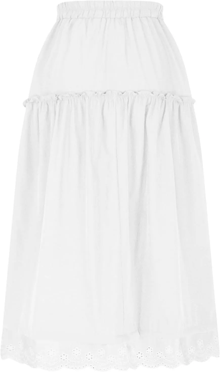 High Waist Tiered Skirts for Women Patchwork Lace Trim Swing Dress 2025 Trendy Vacation Flowy Long Skirts with Pockets