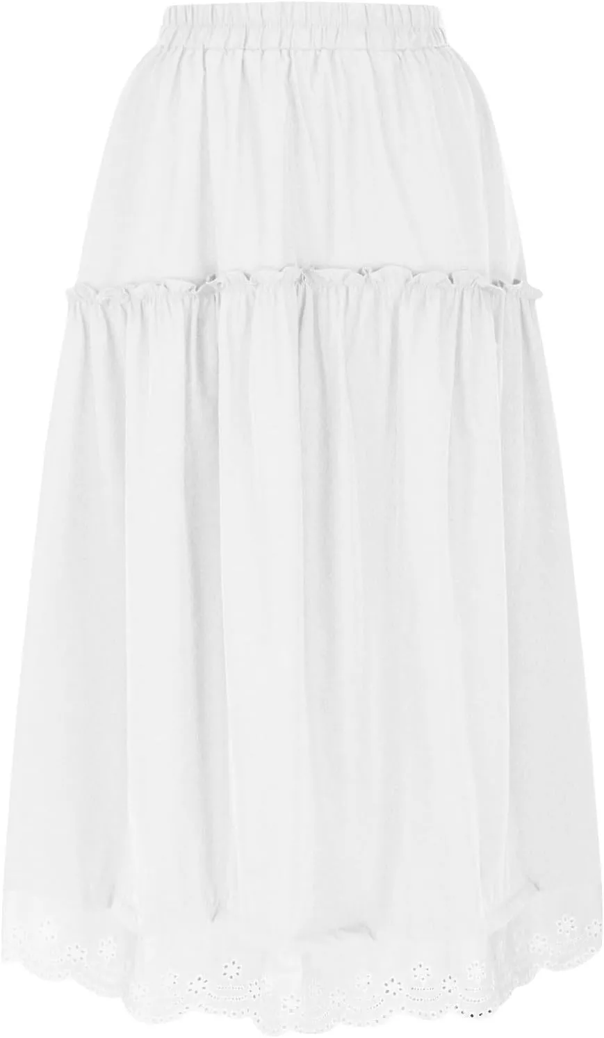 High Waist Tiered Skirts for Women Patchwork Lace Trim Swing Dress 2025 Trendy Vacation Flowy Long Skirts with Pockets