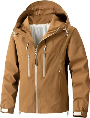 hlysgo Fall Jackets for Men, Rain Jacket Men Lightweight Waterproof Jackets Zip Up Hooded Coat Winter Outerwear