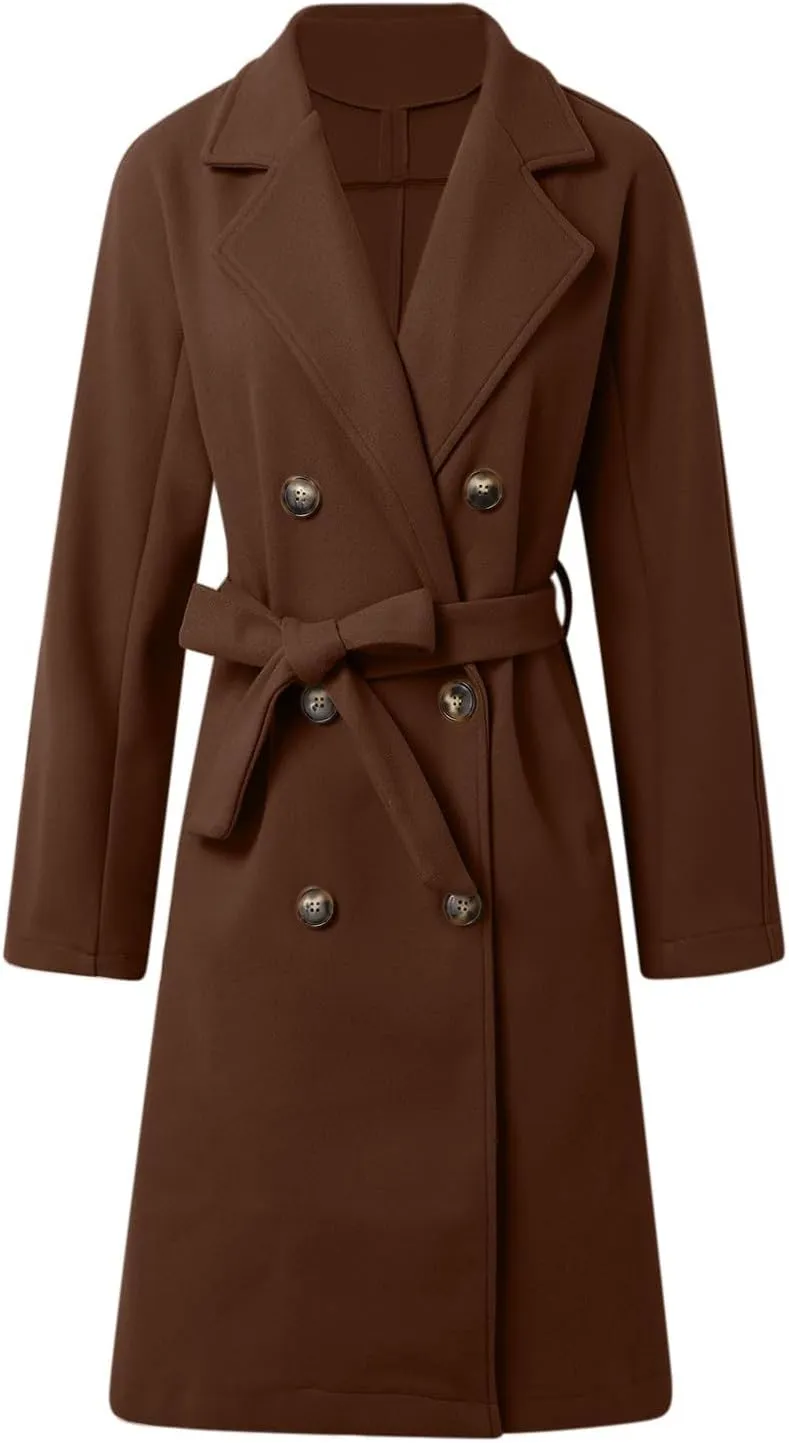 Jackets for Women Long Sleeve Double-Breasted Solid Color Lapel Jacket Open Front Oversized Loose Fit Blazer Coats