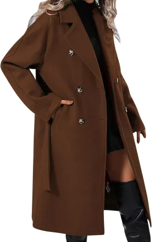Jackets for Women Long Sleeve Double-Breasted Solid Color Lapel Jacket Open Front Oversized Loose Fit Blazer Coats