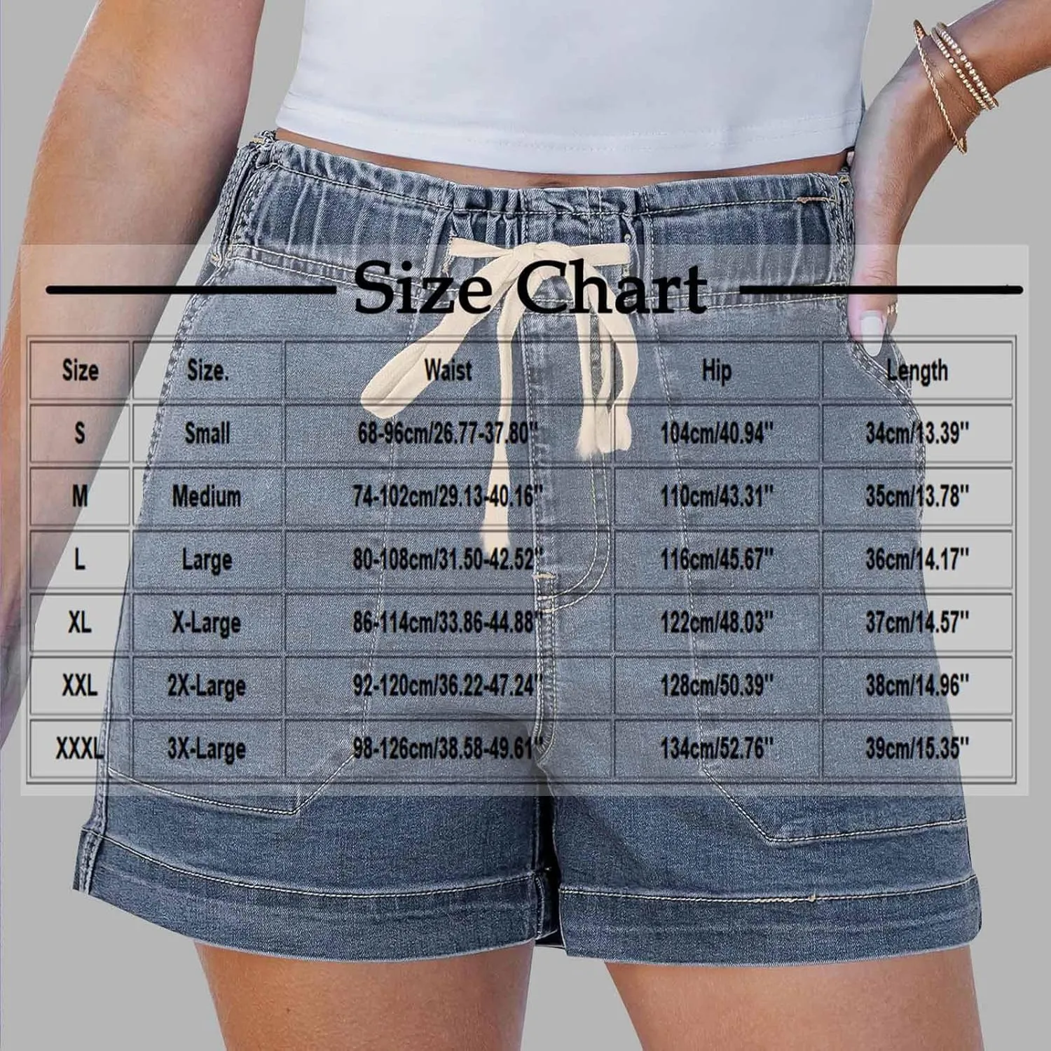 Jean Shorts for Women High Waisted Pull On Drawstring Elastic Waist Trendy Stretchy Denim Short Summer Shorts 2025
