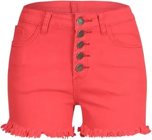 Jean Shorts for Women High Waisted Ripped Stretchy Denim Hot Short Summer Frayed Raw Hem Ripped Shorts Cut Off Shorts
