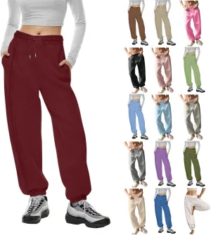 Jogger Sweatpants Women Fleece Drawstring High Waisted Joggers with Pockets Soft Workout Capri Loose Yoga Pants