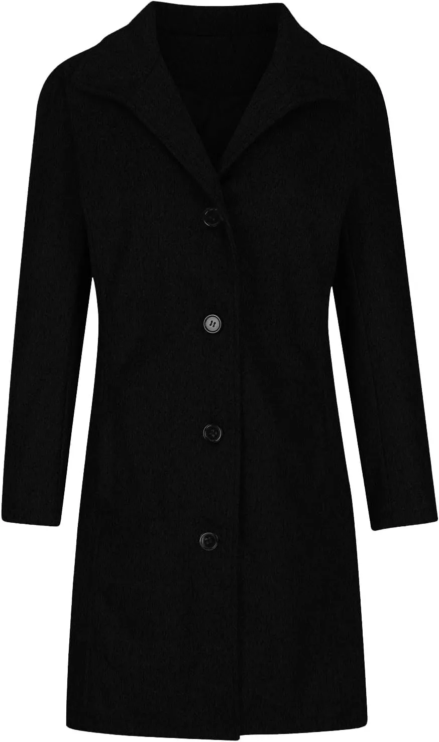 jsaierl Women's Warm Single Breasted Peacoat Mid Long Trench Coat Fall Winter Fashion Elegant Jackets Overcoat Windbreaker