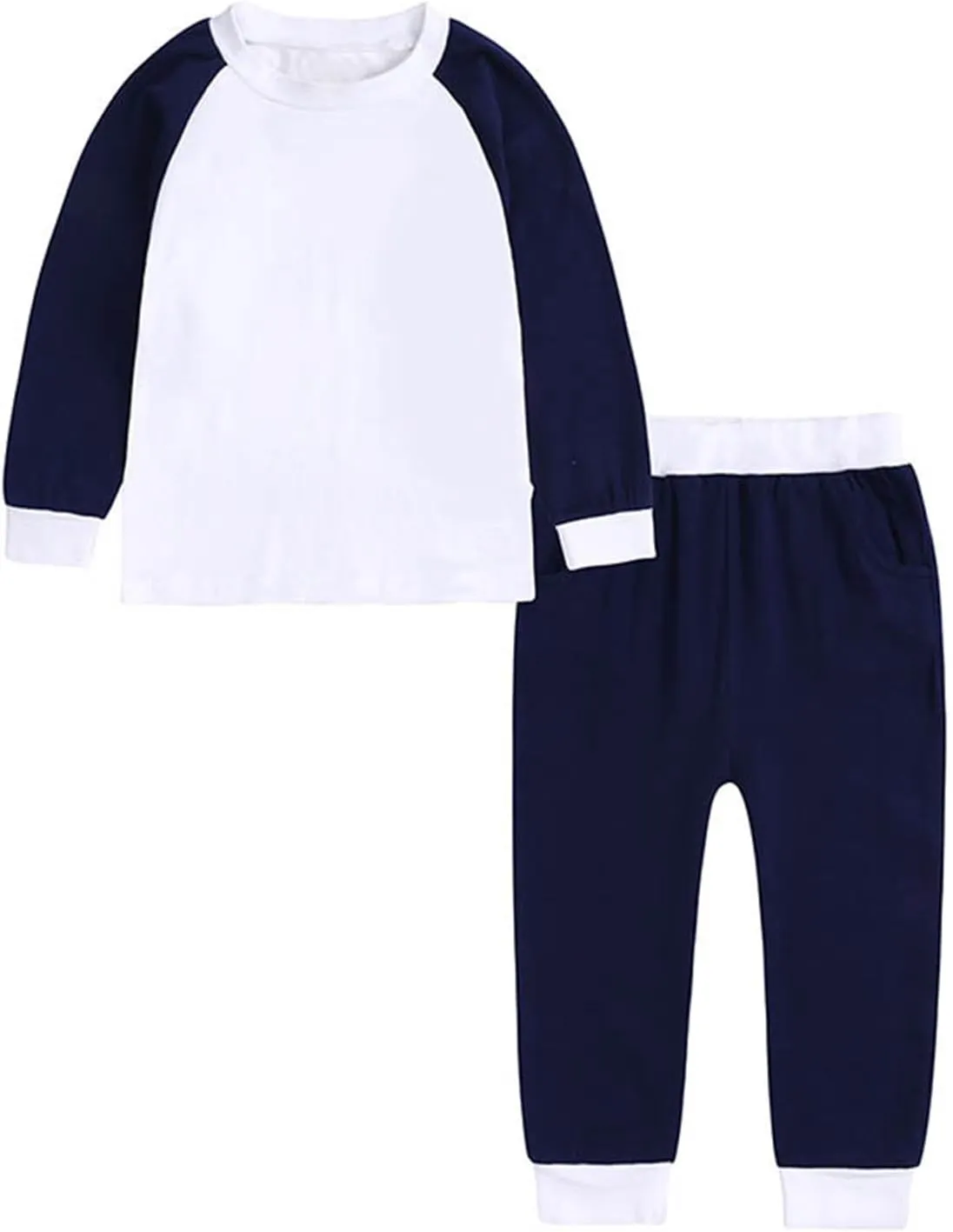 Kids 𝐏ajamas Boys Girls Long Sleeve Snu𝐠 Fit Cotton 𝐏a𝐣ama Sets Color Block Sl𝐞epwear 𝐏js Loung𝐞wear Tops Pants