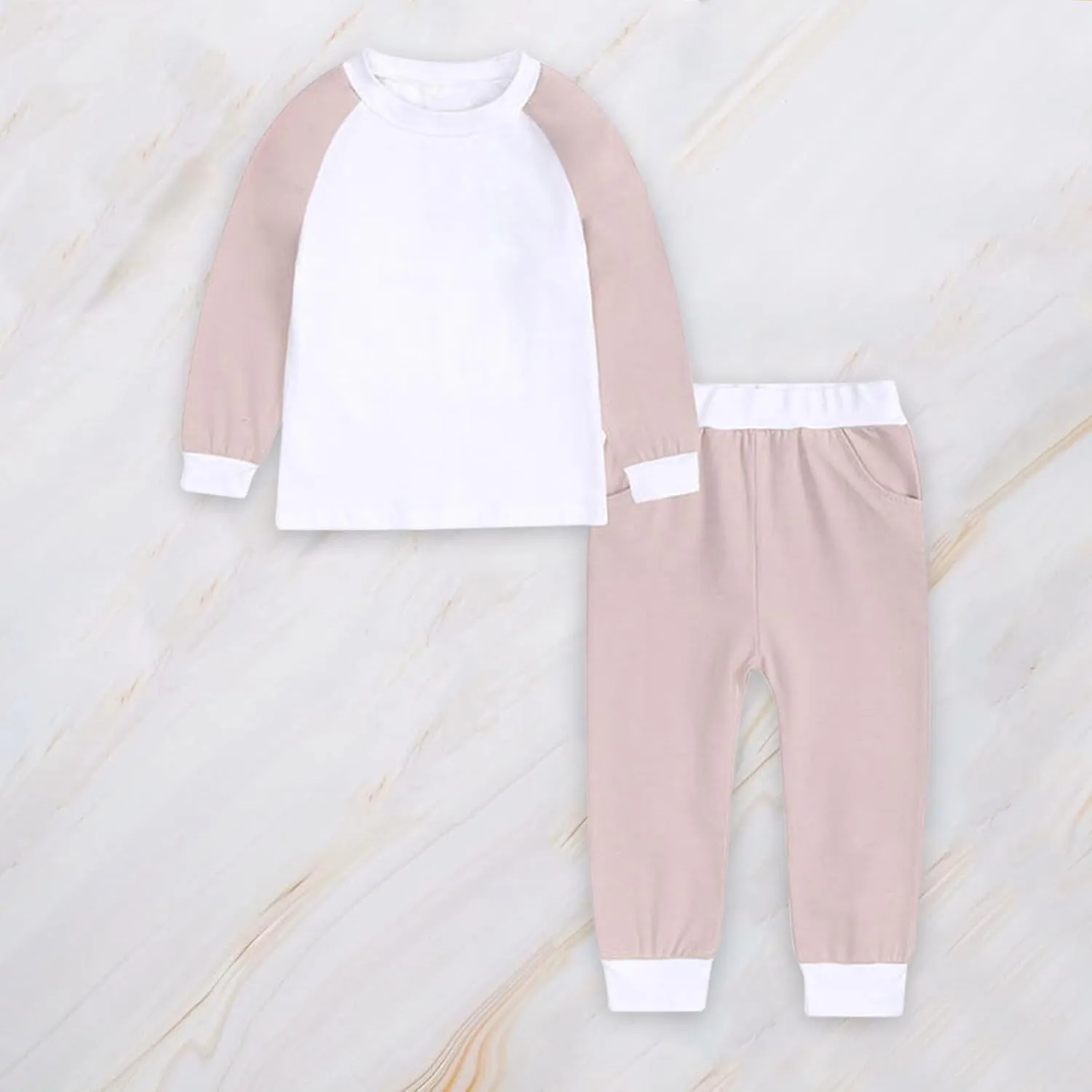 Kids 𝐏ajamas Boys Girls Long Sleeve Snu𝐠 Fit Cotton 𝐏a𝐣ama Sets Color Block Sl𝐞epwear 𝐏js Loung𝐞wear Tops Pants