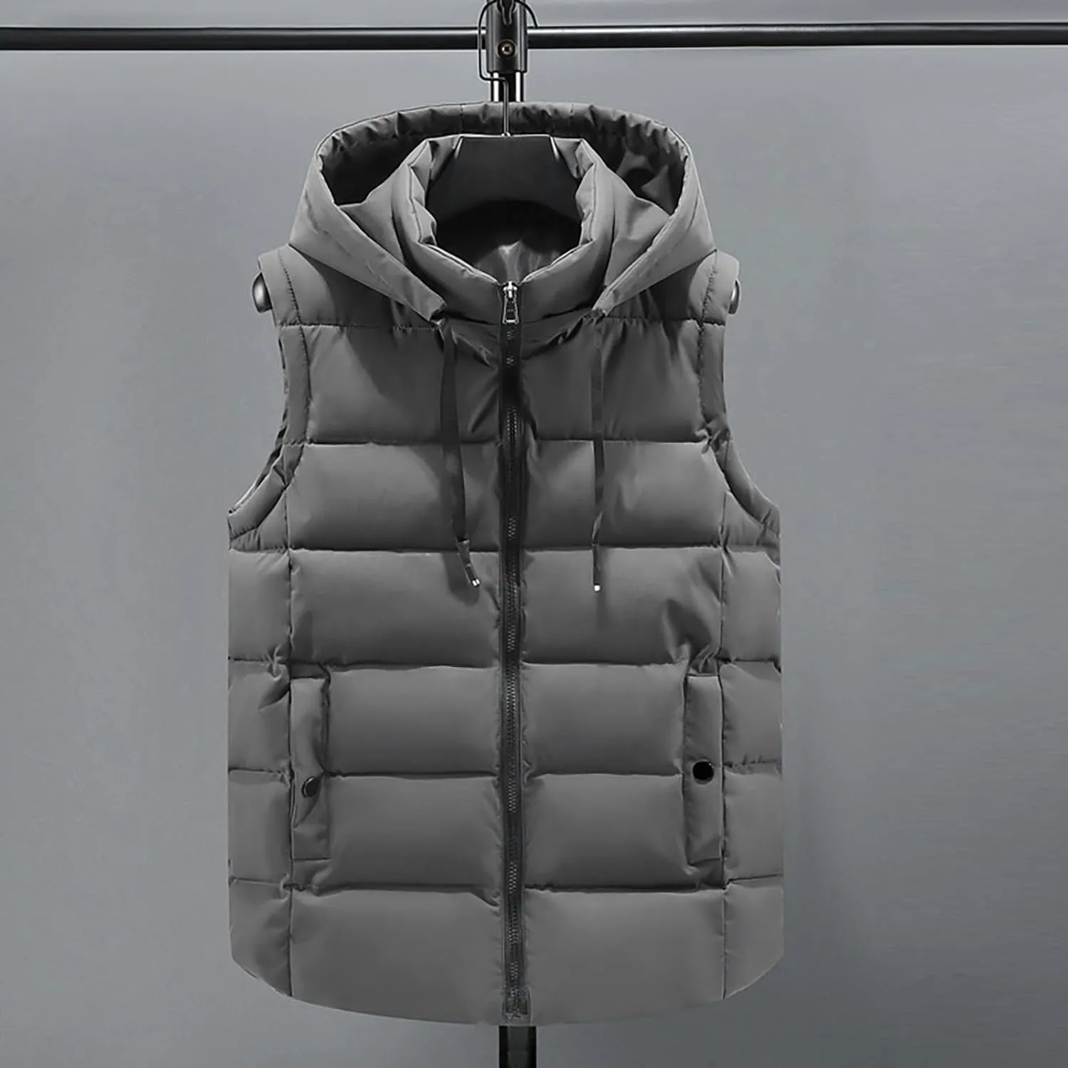 LCMTWX Black Puffer Vest Vest European and American Cotton Jackets Color Stand-up Collar Zipper Plus Size Winter Warm Black