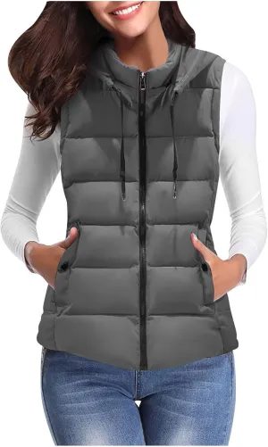 LCMTWX Black Puffer Vest Vest European and American Cotton Jackets Color Stand-up Collar Zipper Plus Size Winter Warm Black
