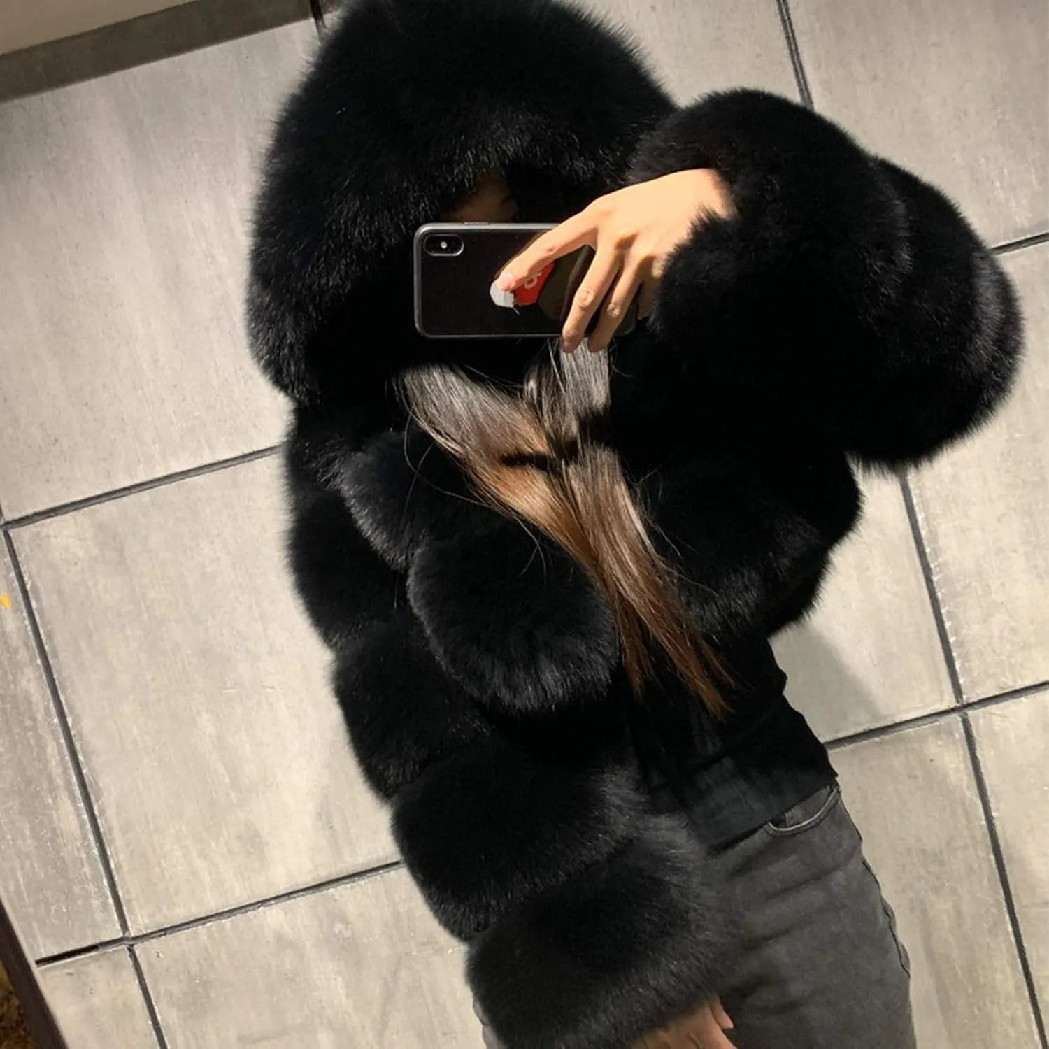 LCMTWX Fleece Cropped Jacket Faux Fur Women Long Jacket Faux Sleeve Short Warm Women's Warm Outerwear Fall Winter Fuzzy
