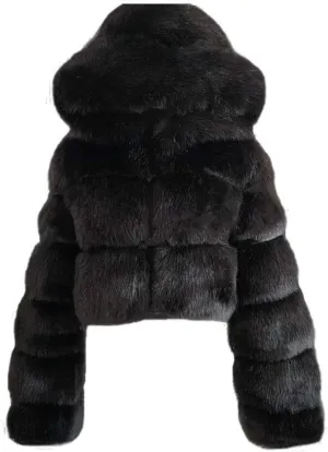 LCMTWX Fleece Cropped Jacket Faux Fur Women Long Jacket Faux Sleeve Short Warm Women's Warm Outerwear Fall Winter Fuzzy